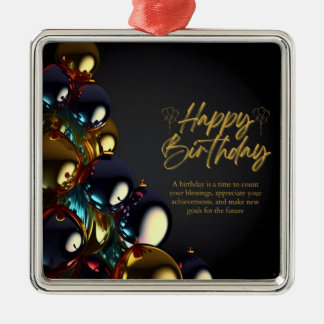 Elegant Birthday Blessings Metal Tree Decoration