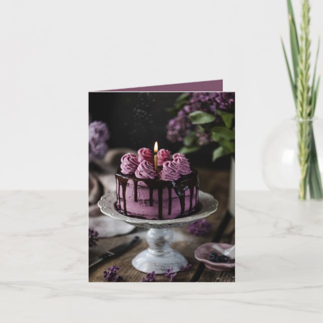 Elegant Birthday Cake Small Greeting Card (Front)