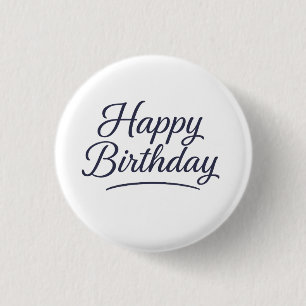 Elegant Birthday Calligraphy Design 3 Cm Round Badge