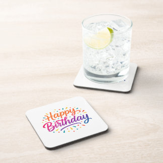 Elegant Birthday Calligraphy Design Coaster