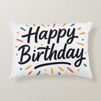 Elegant Birthday Calligraphy Design Decorative Cushion