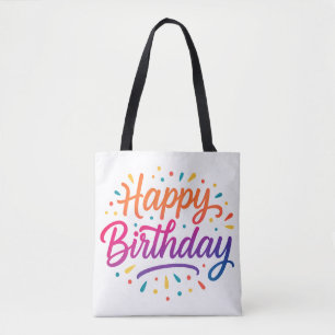 Elegant Birthday Calligraphy Design Tote Bag