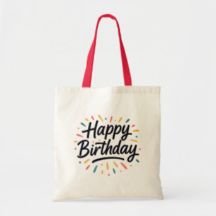 Elegant Birthday Calligraphy Design Tote Bag