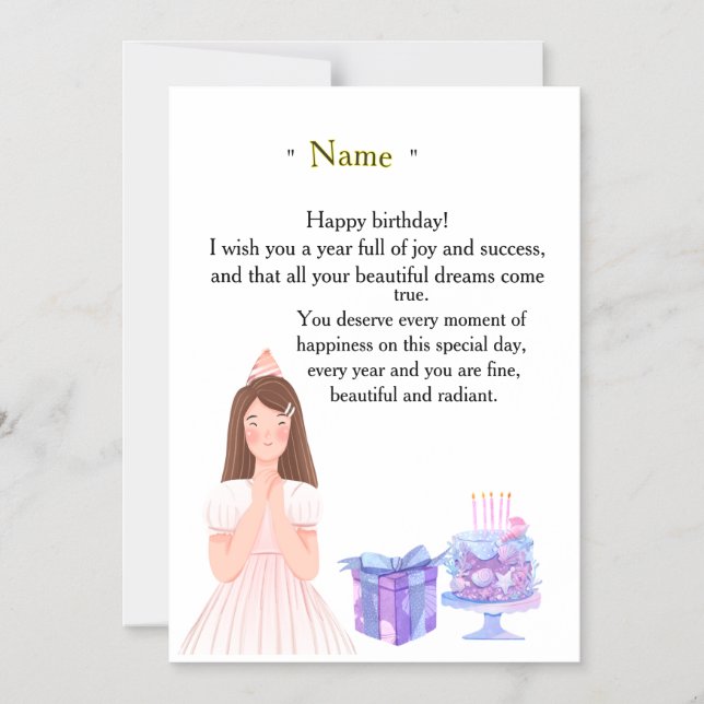 Elegant Birthday Card for Her – Personalized Greet (Front)