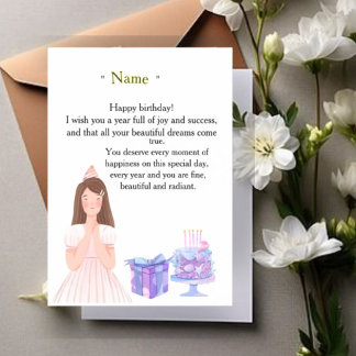 Elegant Birthday Card for Her – Personalized Greet