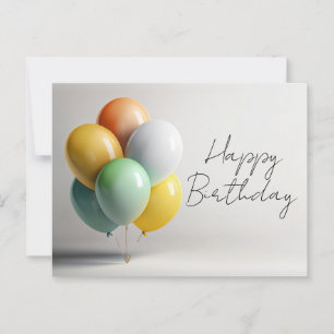 Elegant Birthday Card with Balloons – Modern Happy
