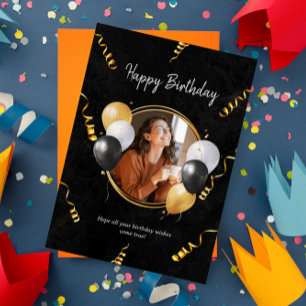 Elegant birthday card with your personal photo