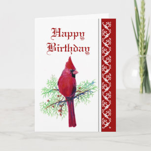 Elegant Birthday,Cardinal, Bird, Nature Card