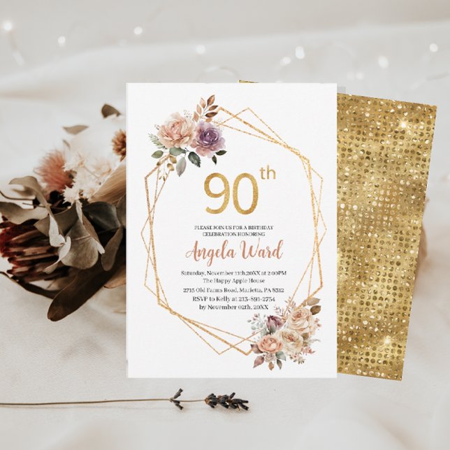 Elegant birthday celebration beige floweInvitation Invitation (Creator Uploaded)
