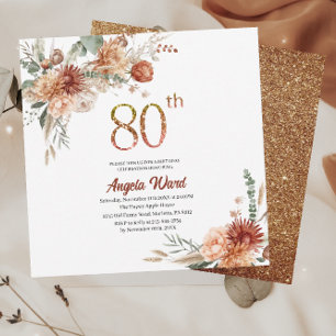 Elegant birthday celebration floral terracotta gl invitation