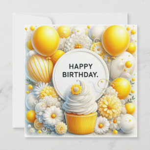 Elegant Birthday Cupcake Greeting Card