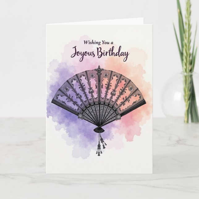 Elegant Birthday Fan Card (Front)