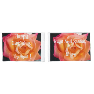 Elegant Birthday Front Back Romantic Roses Photo Pillowcase