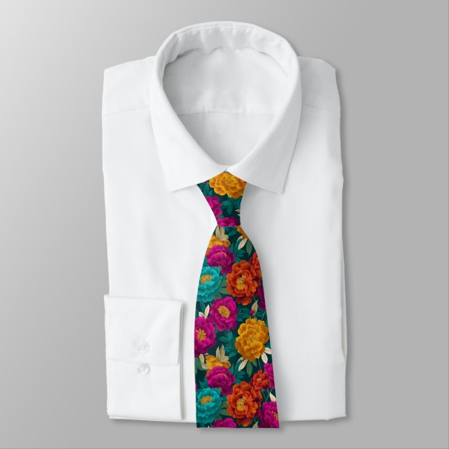 Elegant Birthday Gifts For Husband Peonies Tie (Tied)