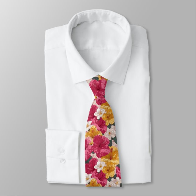 Elegant Birthday Gifts For Husband Tropical Flower Tie (Tied)