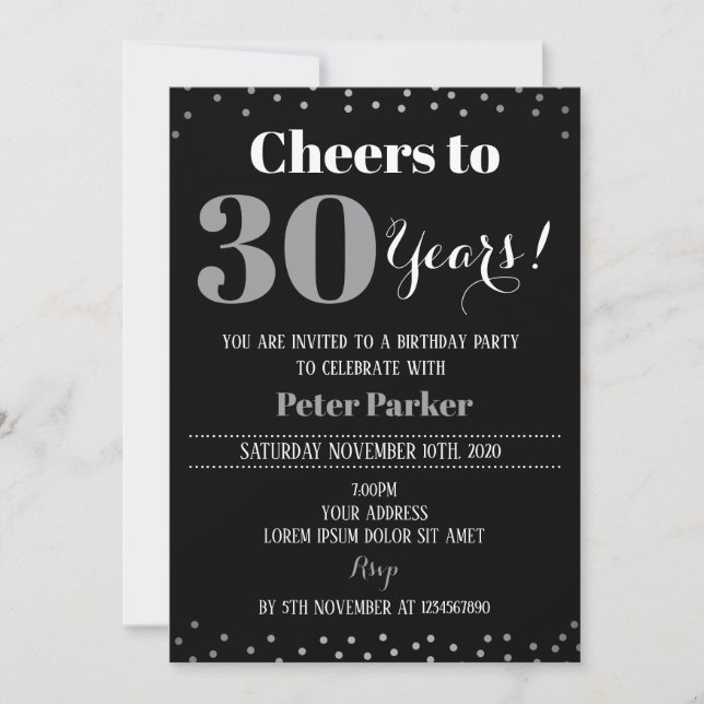 Elegant Birthday Invitation for Adults (Front)