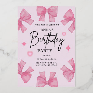 Elegant Birthday Invitation with Bow Design 