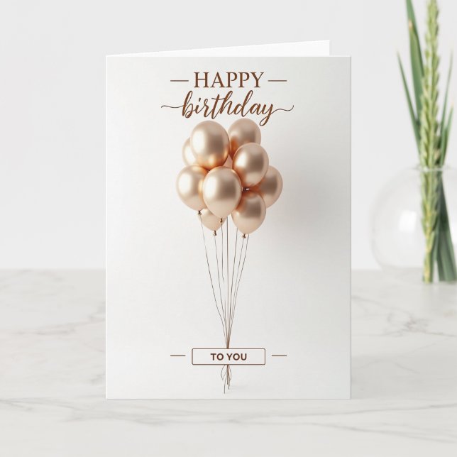 Elegant Birthday Metallic Spheres Card (Front)