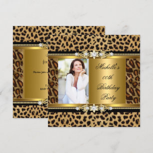 Elegant Birthday Party Gold Black Leopard Invitation