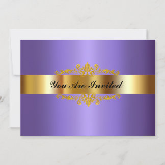 Elegant Birthday Party Invitation Gold Purple
