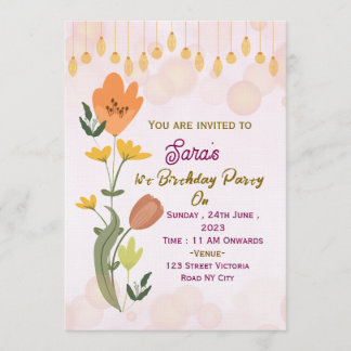 Elegant Birthday Party Invitations 