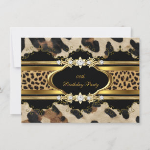 Elegant Birthday Party Leopard Gold Animal Invitation