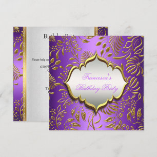 Elegant Birthday Party Purple Gold Invitation