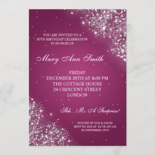 Elegant Birthday Party Sparkling Glitter Pink Invitation