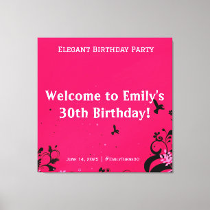 Elegant Birthday Party Welcome Pedestal Sign
