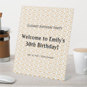 Elegant Birthday Party Welcome Pedestal Sign