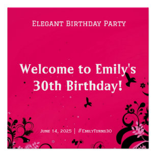 Elegant Birthday Party Welcome Pedestal Sign