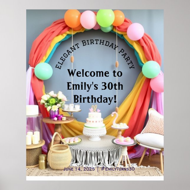 Elegant Birthday Party Welcome  Poster (Front)