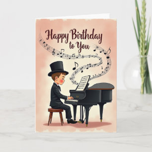 Elegant Birthday Piano Boy Card