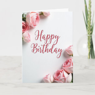 Elegant Birthday Rose Script Card