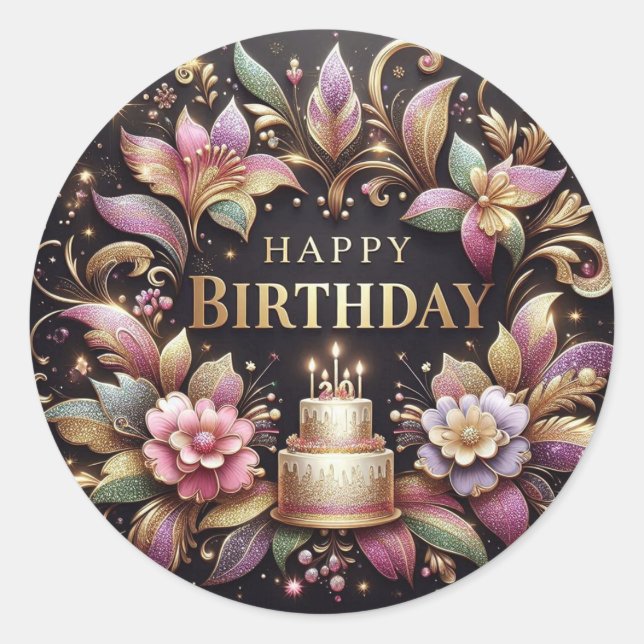 Elegant birthday sticker  (Front)