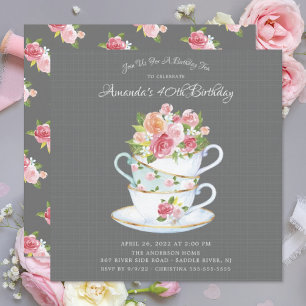 Elegant Birthday Tea Invitation