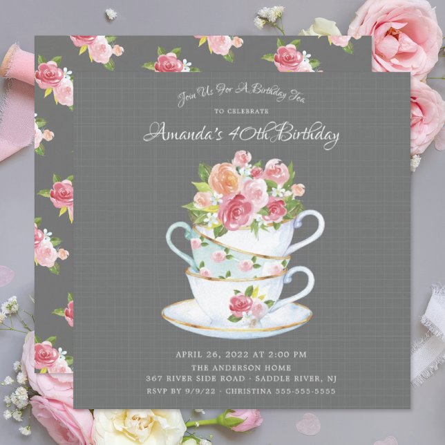 Elegant Birthday Tea Invitation (Creator Uploaded)