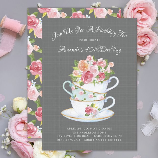 Elegant Birthday Tea Invitation (Creator Uploaded)