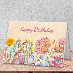 Elegant Birthday Wildflower Floral Design Greeting Card