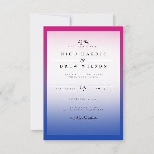 Elegant Bisexual Pride Wedding  Invitation (Front)