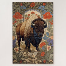 Elegant Bison William Morris Inspired