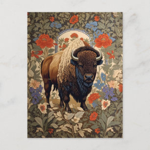 Elegant Bison William Morris Inspired Postcard