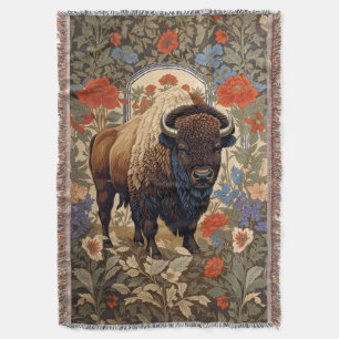 Elegant Bison William Morris Inspired Throw Blanket