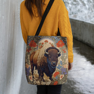 Elegant Bison William Morris Inspired Tote Bag