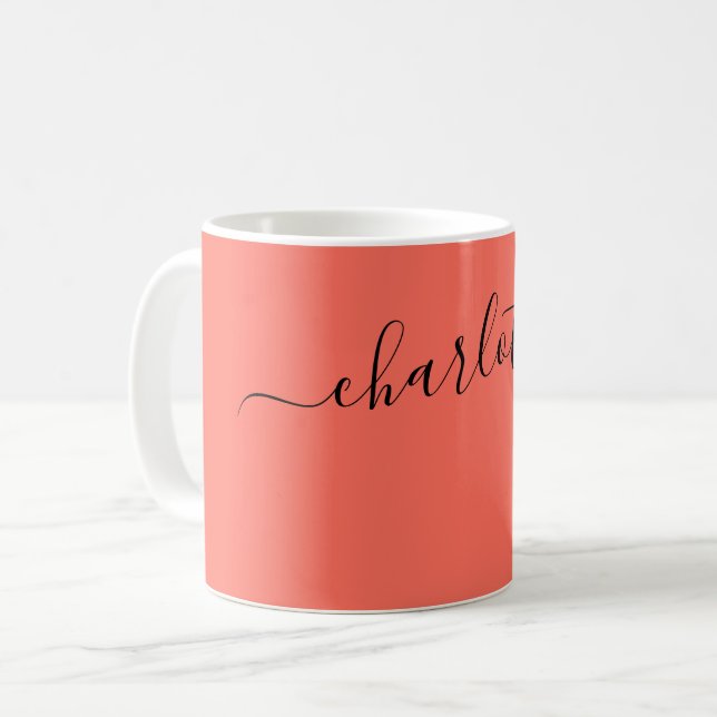 Elegant Bittersweet Colour Modern Name Personalise Coffee Mug (Front Left)