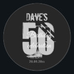 Elegant Black 50th Any Age Birthday Classic Round Sticker<br><div class="desc">Elegant Black Personalised 50th Any Birthday Party classic round stickers</div>