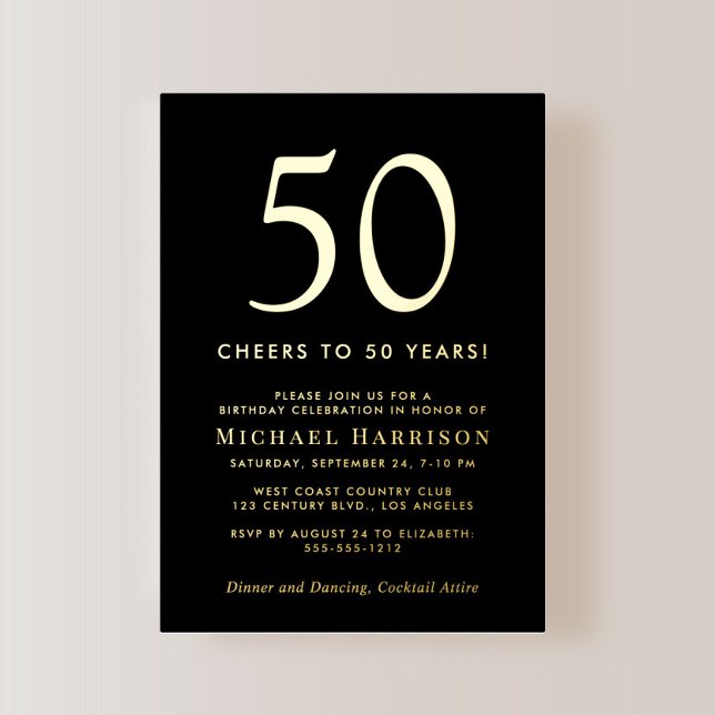 Elegant Black 50th Birthday Party Gold (Creator Uploaded)