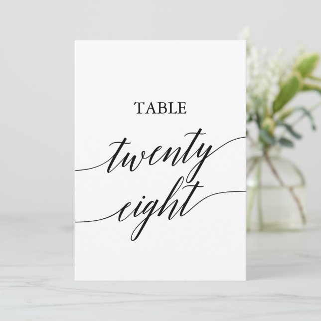 Elegant Black 5x7 Printable Table Number 28 (Standing Front)