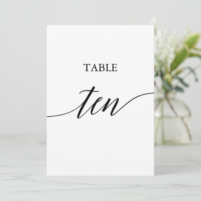 Elegant Black 5x7 Printable Table Ten Table Number (Standing Front)