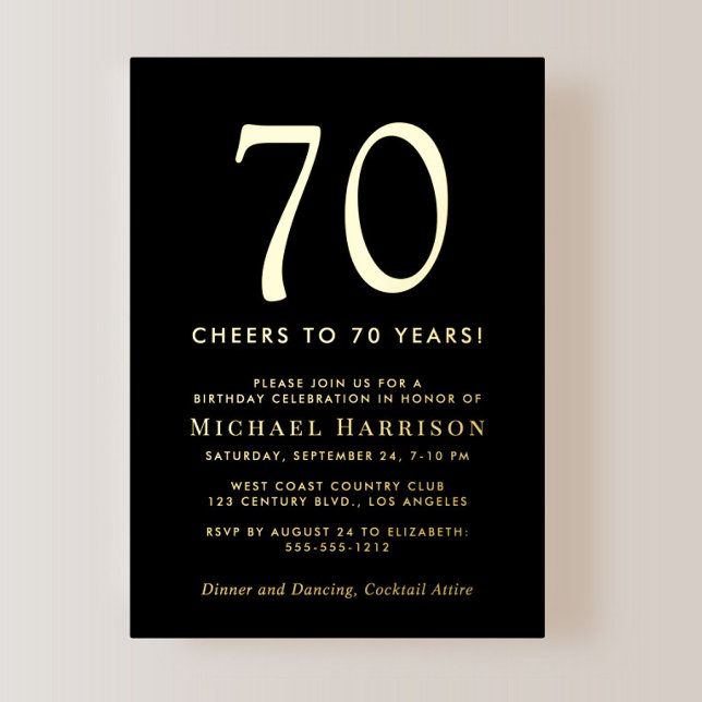 Elegant Black 70th Birthday Party Gold (Creator Uploaded)